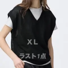 ループヤーンVネックベスト 黒 XL ジーユー GUのサムネイル