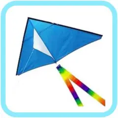 たこ 三角 凧揚げ100M凧糸とハンドル付き 収納バッグ付き カイト 簡単 青