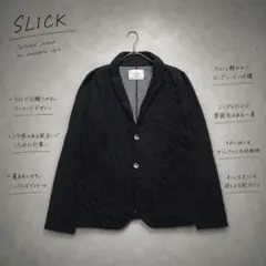 Y8735〔スリック〕テーラードジャケット ストレッチ 軽量 カジュアル 黒 Mのサムネイル
