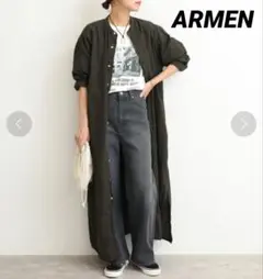 新品 ARMEN アーメン 長袖ロングシャツワンピース