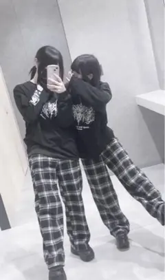 チェック柄カジュアルパンツ 地雷系 サブカル系