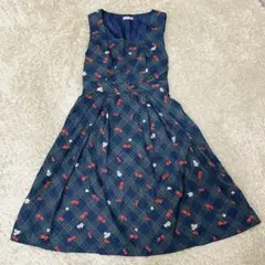 axes femme POETIQUE タータンチェック　さくらんぼ柄ワンピース