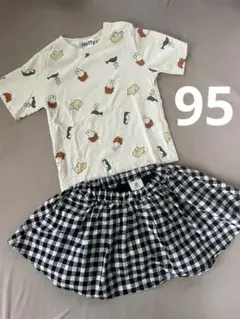 【95㎝】miffy 動物柄Tシャツ　チェックスカッツ　2枚セット　女の子