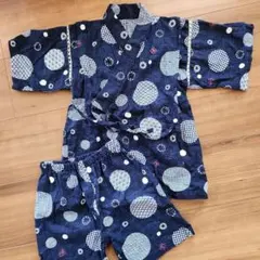 キッズ　甚平 110cm ネイビー 円形模様