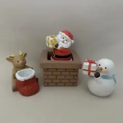 ナチュラルキッチン　クリスマス　サンタ　トナカイ　スノーマン　煙突オブジェセット