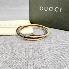 GUCCI グッチ 3連 レザー メタル ブレスレット