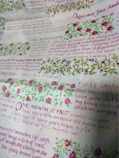 生地　英文字　ピンク　お花