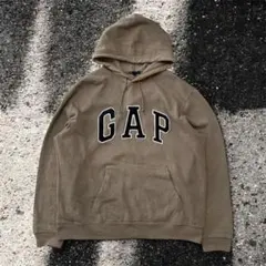 y2k 00s GAP パーカー スウェット ベージュ 茶色 ブラウン 刺繍
