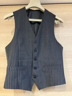 ダークグレー ストライプ スーツベスト