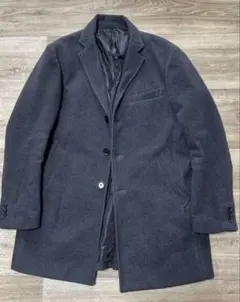 コムサイズム　グレー　チェスターコート ウール混紡