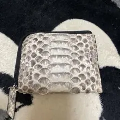 【極美品】ダイヤモンドパイソン ミニ財布 ナチュラル 蛇革 三つ折り 本革