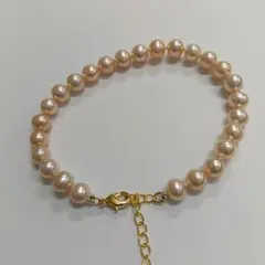 美品 照り抜群 淡水パール ブレスレット 6mm セミラウンド br-617