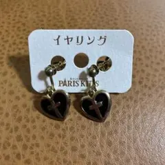 PARIS KIDS ハート型イヤリング 黒金