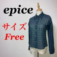 a0809【epice】長袖シャツ　透け感　薄手　チェック　総柄　カジュアル