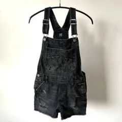 GAP KIDS ブラックオーバーオールショートパンツ L サロペット　デニム