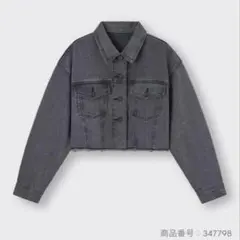 GU ジーユー デニムクロップドジャケット ブラック Lサイズ