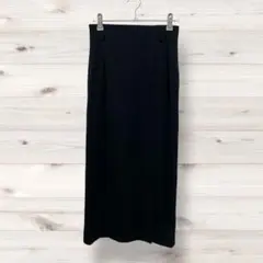 ロングスカート　黒　スリット　シンプル　1082n