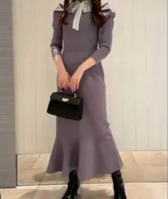 snidel スナイデル プリーツカラーニットワンピース