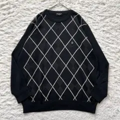 Munsing wear 刺繍　ダイヤ　総柄　長袖　ニット　セーター　洗えるのサムネイル