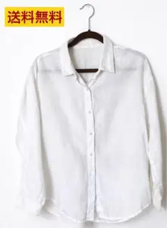 GuMサイズ シアー白シャツ 長袖 薄手 透け感あり ナチュラル 春夏