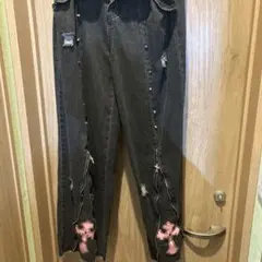 ダークグレー デニム ジッパー付き