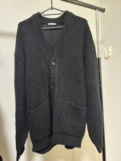 GU 黒いボタン付き カーディガンブラック メンズ Lサイズ