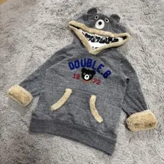 週末限定SALE⑅ ミキハウスダブルビー なりきりBくんパーカー グレー ボア