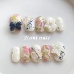 韓国 ウィッシュコア 平成女児 音符 y2k バレエコア 薔薇 ネイルチップ