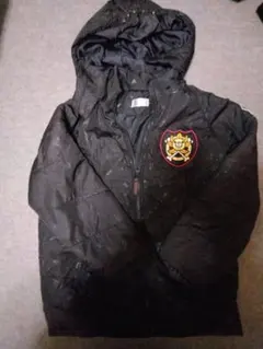 ワンピース黒いフード付き中綿コート