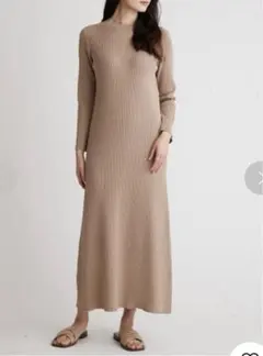 ミラオーウォン mila owen オーガニックリブニット　ロングワンピース