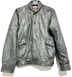 グレー レザー ジャケット ダブルボタン　本革　韓国製