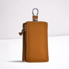 【新品】レザー調 多機能キーケース＆ミニ財布（キャメル）