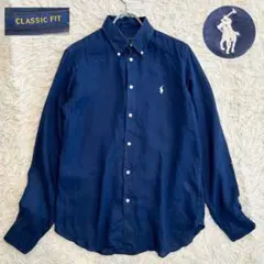Ralph Lauren リネンシャツ ネイビー L クラシックショート26新作