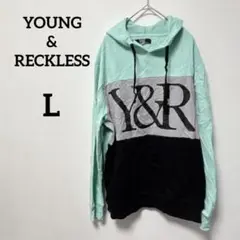 一点もの✨YOUNG & RECKLESS【L】レディースフード付きパーカー