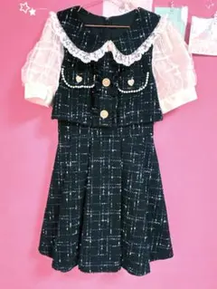 LIZLISA ツイード セットアップ風ワンピース 半袖