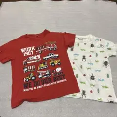 働く車プリント、昆虫総柄、Tシャツ　120