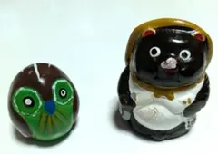 フクロウ タヌキ 陶器 焼き物