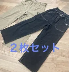 コムサイズム他150㎝　ワイドパンツ 　2点セット　黒・ベージュ