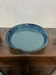 水盤 大皿 鉢カバー受け皿 紺碧 ブルー 陶器製 皿 フラワーベース