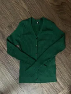 【新品未使用】UNIQLO リブニットカーディガン　グリーン