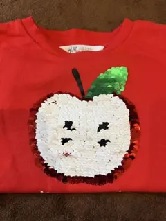 H&M エイチアンドエム　スパンコール　ジャージートップス　赤　110-116