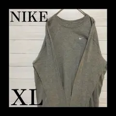 NIKE ワンポイント刺繍ロンT  オーバーサイズ　グレー　XL