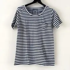 レディース 半袖Ｔシャツ Ｌサイズ（小さめ） ネイビー／ホワイト 薄手のサムネイル