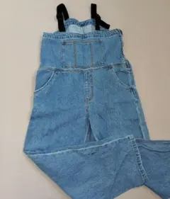 デニムオーバーオール 肩ストラップ付き