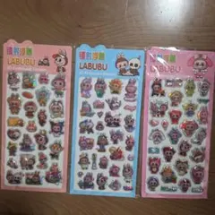 ラブブ 3Dぷくぷくシール× 3種セットボンボンドロップシール　ラブブシール