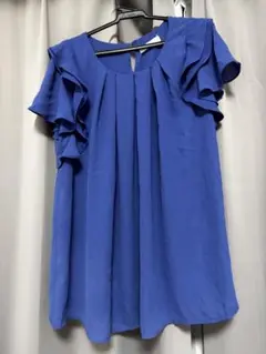 AG フリル袖 青 プルオーバーシャツ