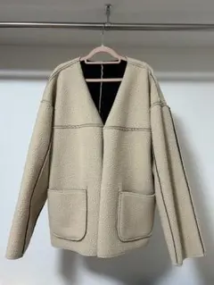 リバーシブル フリースジャケット ベージュ/黒