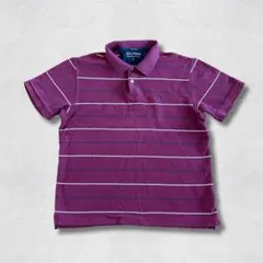 NAUTICA ポロシャツ L ボルドー ボーダー 鹿の子 ワンポイント刺繍ロゴのサムネイル