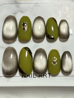 ワンホンネイル　ブラウンマグネット　バレンタイン　ネイルチップ