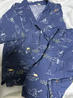 サメ柄 魚　くじら　甚平 ネイビー 120